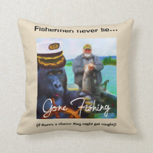 Funny Fishing Throw Kissen mit Beschriftung