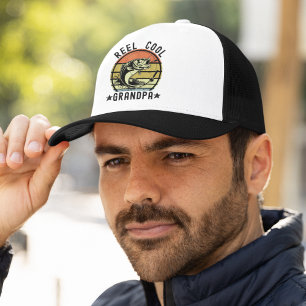 Funny Fishing Vater Rote Coole Grandpa Vintag Truckerkappe