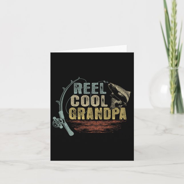 Funny Fishing Vintag Reel Cool Opa Karte (Vorderseite)