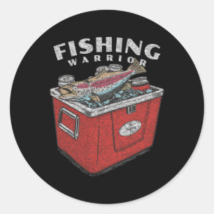 Funny Fishing Warrior Sprichwort Fisherman Vintag  Runder Aufkleber