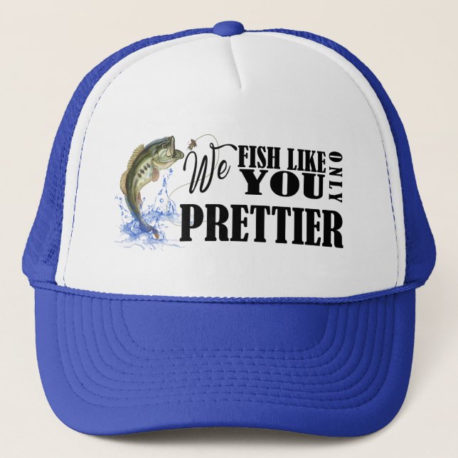 Funny Fishing Women Trucker Hat Truckerkappe (Vorderseite)