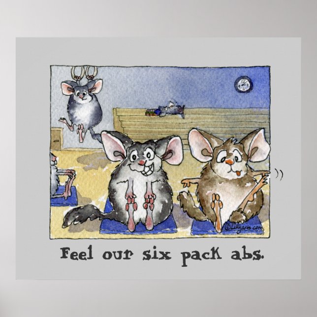 Funny Fitness Cartoon Poster Printing Grau (Vorne)