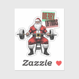 Funny Fitness Christmas Liftmas Barbell Santa Aufkleber