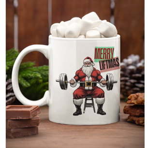 Funny Fitness Christmas Liftmas Barbell Santa Kaffeetasse