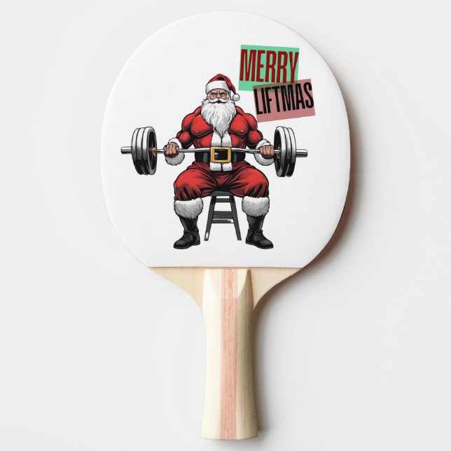 Funny Fitness Christmas Liftmas Barbell Santa Tischtennis Schläger (Vorderseite)