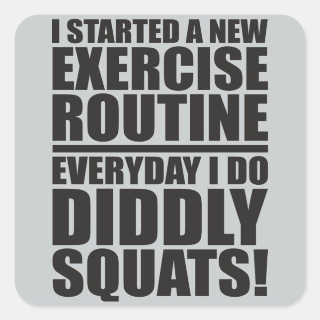 Funny Fitness Quadratischer Aufkleber (Vorderseite)