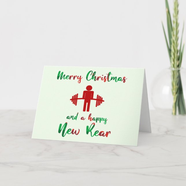 Funny Fitness Themed Christmas Card Feiertagskarte (Vorderseite)