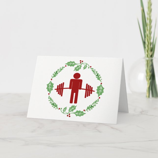 Funny Fitness Themed Christmas Card Feiertagskarte (Vorderseite)
