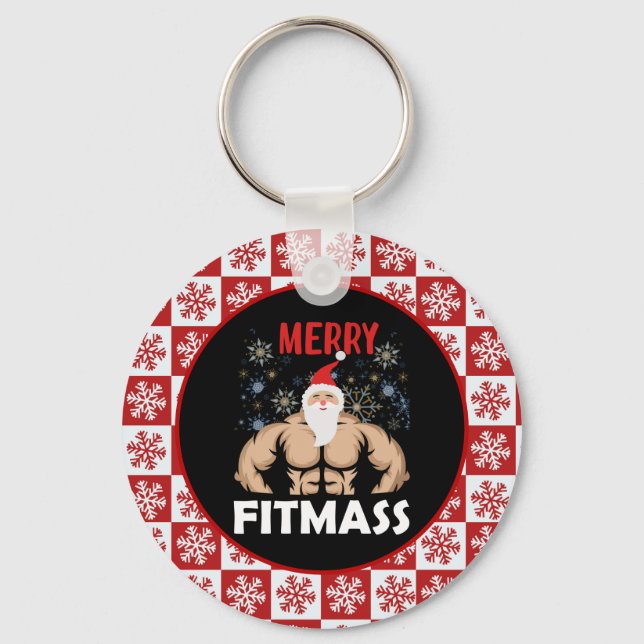 Funny Fitness Themed Weihnachts-Fitness-Trainer Schlüsselanhänger (Vorderseite)