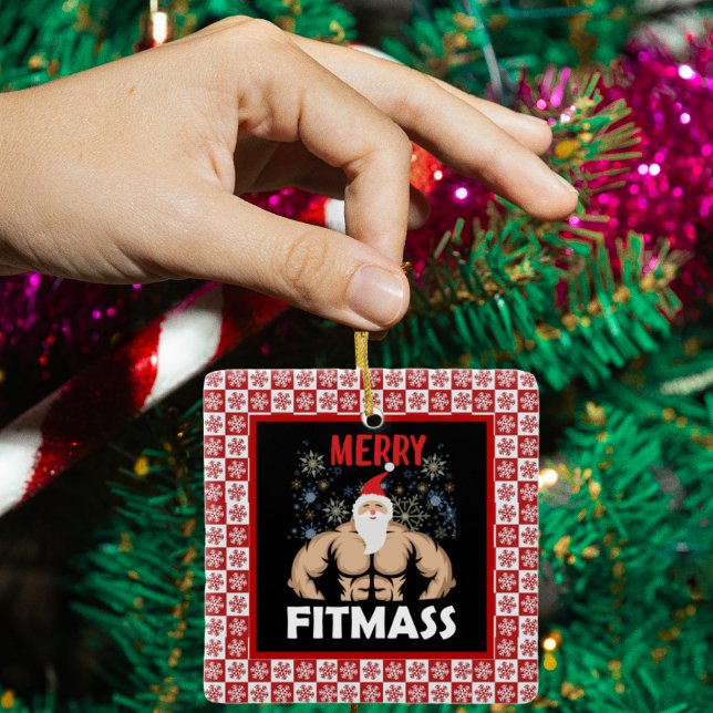 Funny Fitness Themed Weihnachts-Fitnessstudio Trai Keramikornament (Funny fitness themed ornament.)