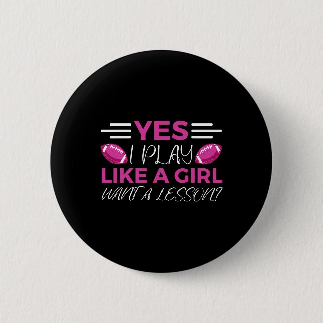 Funny Flag Football Girl Button (Vorderseite)