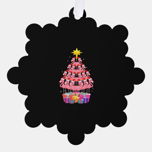 Funny Flamingo Christmas Tree Ornament Karte (Vorderseite)