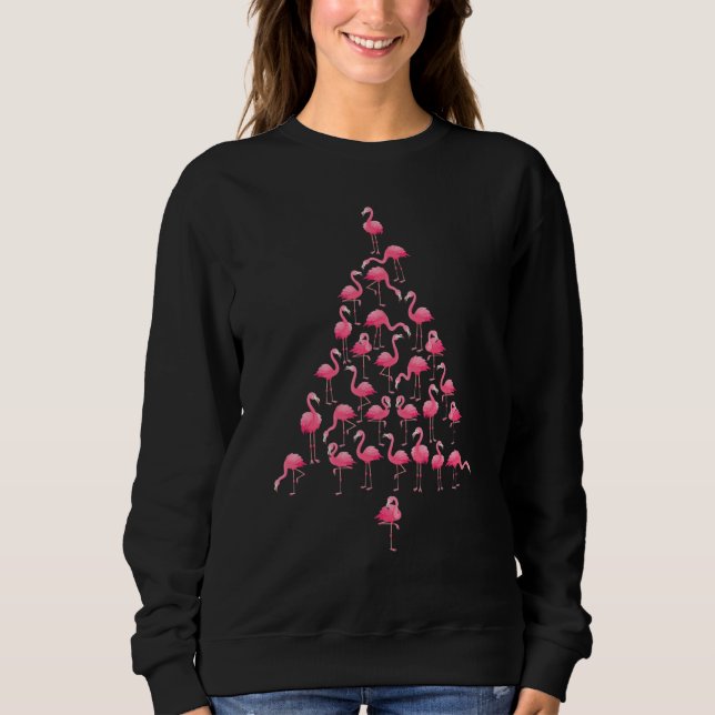 Funny Flamingo Christmas Tree Ornithologe Xmas W Sweatshirt (Vorderseite)