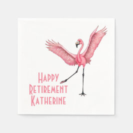 Funny Flamingo Custom Retirement Party Serviette