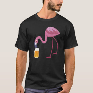 Funny Flamingo Drink Beer Summer Beer Gag T-Shirt