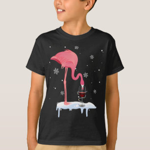 Funny Flamingo Drink Wein Weihnachten Weihnachten T-Shirt