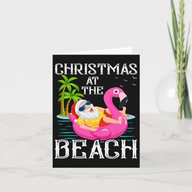 Funny Flamingo Float Weihnachten Weihnachten Karte (Vorderseite)