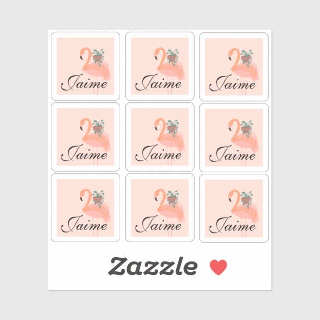 Funny Flamingo Holding Pflanze Frame Sticker (Blatt)