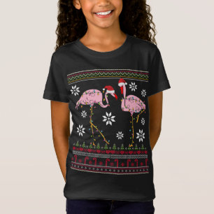 Funny Flamingo Lights Weihnachtstiere Vögel Rosa T-Shirt