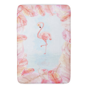 Funny Flamingo Lovers Flamingo Feather Print Art Badematte