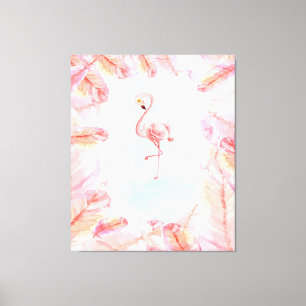 Funny Flamingo Lovers   Flamingo Feather Print Art Leinwanddruck