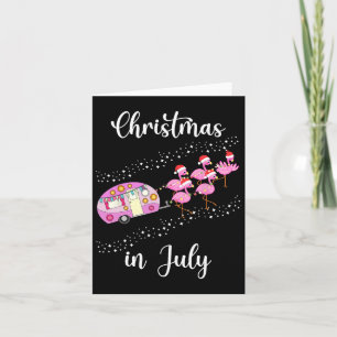 Funny Flamingo Pink Retro Camping Weihnachten Karte