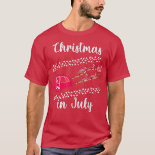 Funny Flamingo Pink Retro Camping Weihnachten T-Shirt
