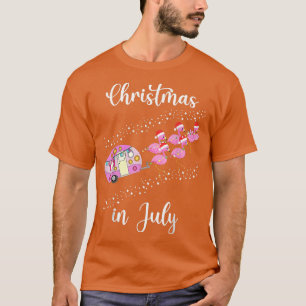 Funny Flamingo Pink Retro Camping Weihnachten T-Shirt