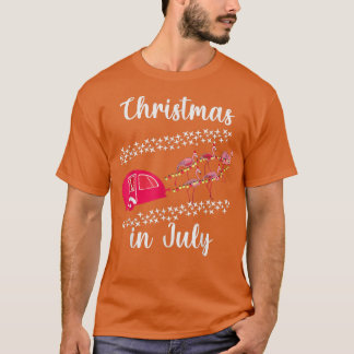 Funny Flamingo Pink Retro Camping Weihnachten T-Shirt