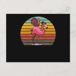Funny flamingo turkey Thanksgiving Day evening mea Postkarte