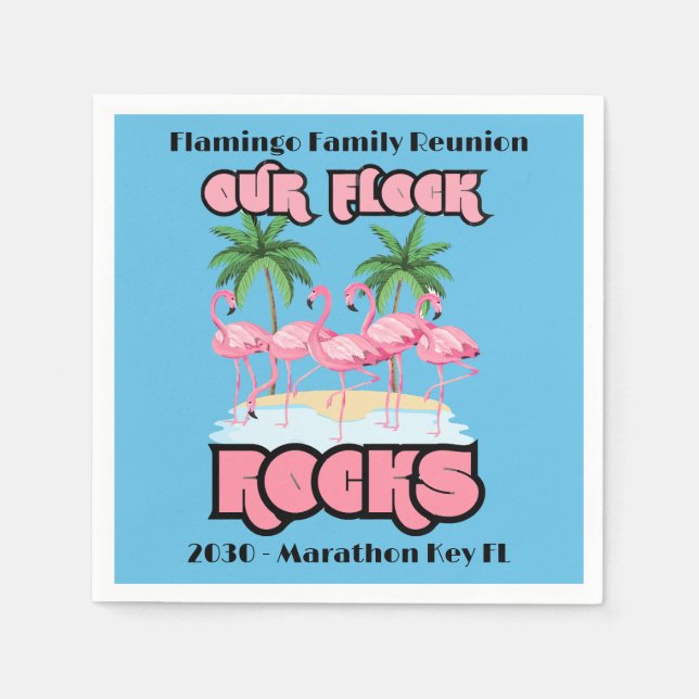Funny Flamingo Unsere Flock Rocks Serviette (Vorderseite)