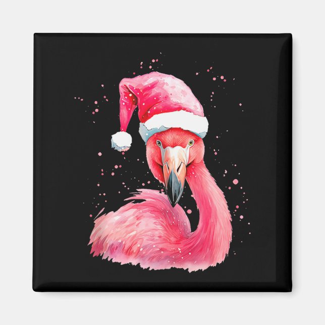Funny Flamingo Watercolor Christmas Secret Santa H Magnet (Vorne)