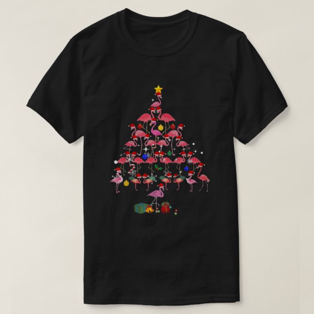 Funny Flamingo Weihnachtsbaum Niedlich Flamingos X T-Shirt (Design vorne)