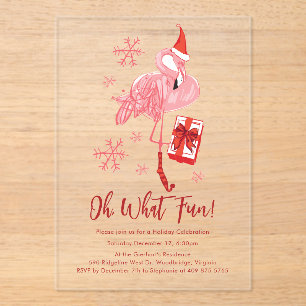 Funny Flamingo Weihnachtsfeier Acryleinladungen