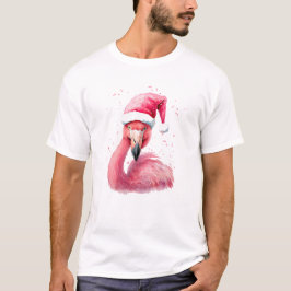 Funny flamingo Weihnachtsmannmütze Frohe tropische T-Shirt