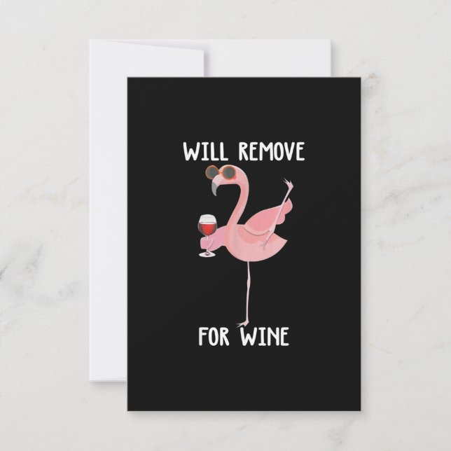 Funny Flamingo wird für Wein entfernen Dankeskarte (Vorderseite)