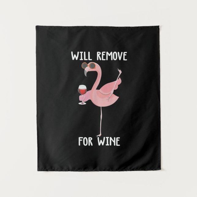 Funny Flamingo wird für Wein entfernen Wandteppich (Vorderseite)