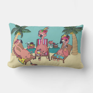 Funny Flamingos auf Tropical Vacation Illustration Lendenkissen