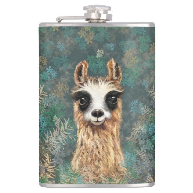 Funny Flask mit Curious Llama Flachmann (Vorderseite)