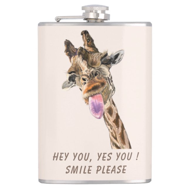 Funny Flask mit spielerischer Giraffe Smile Custom Flachmann (Vorderseite)
