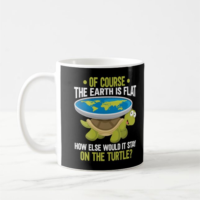 Funny Flat Earth Society Turtle Spaß Kaffeetasse (Links)