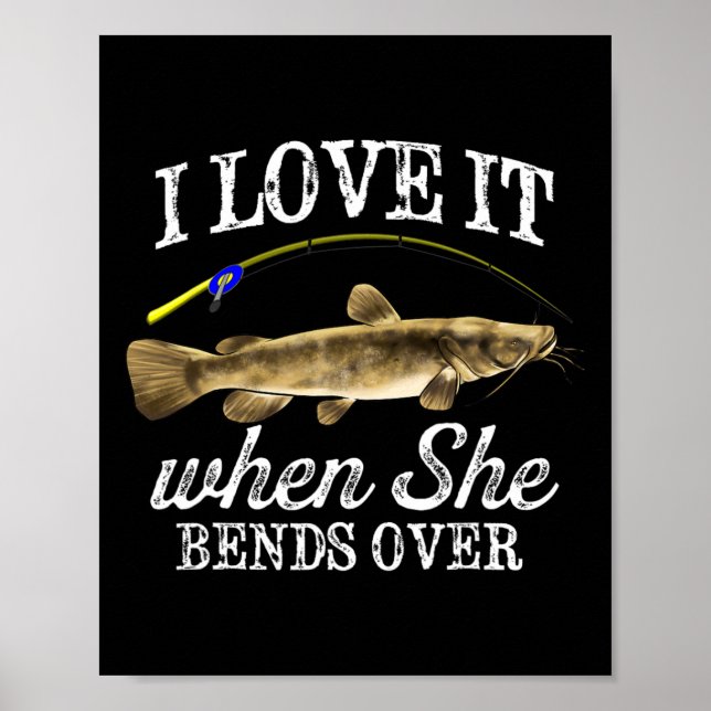 Funny Flathead Catfish Fischen Süßwasser Fisch Gra Poster (Vorne)