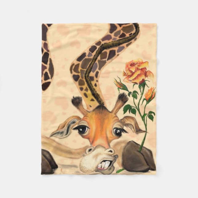 Funny Fleece Blanket Gentleman Giraffe mit Rose (Vorderseite)
