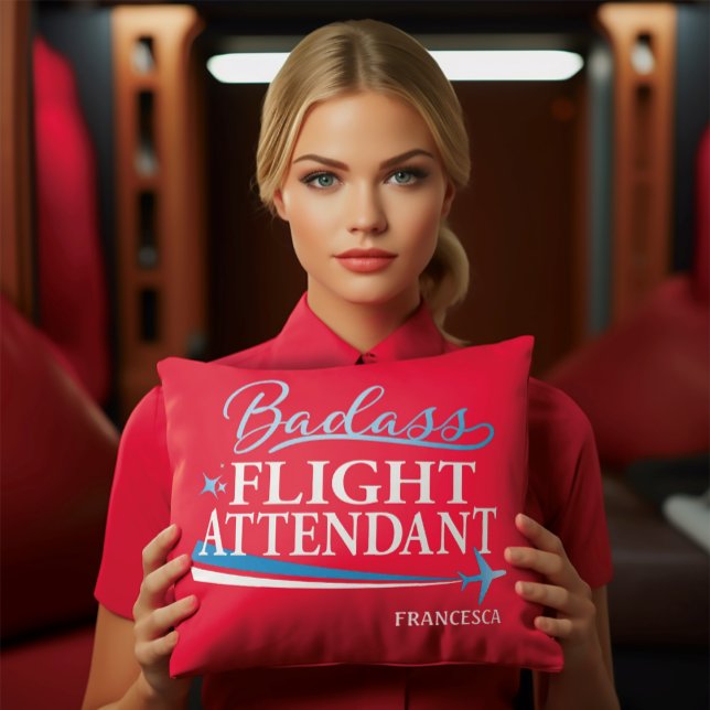 Funny Flight Attendant Badass Personalisiert Red Kissen (Von Creator hochgeladen)
