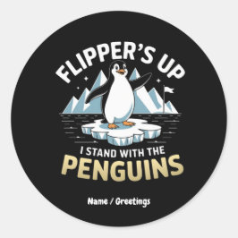 Funny Flippern auf, stehen mit den Pinguinen kühl Runder Aufkleber