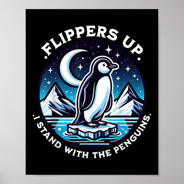 Funny Flippern hoch, stehe ich mit den Pinguinen Poster (Vorne)