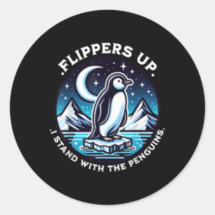 Funny Flippern hoch, stehe ich mit den Pinguinen Runder Aufkleber