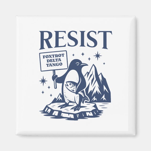 Funny Flippers Up Resist Pinguine Protest gegen Magnet (Vorne)