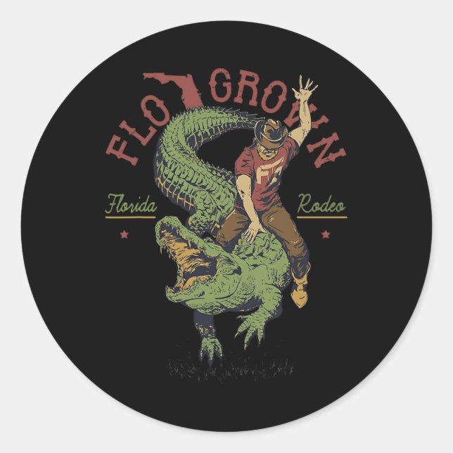 Funny Flo Grown Florida Rodeo Runder Aufkleber (Vorderseite)