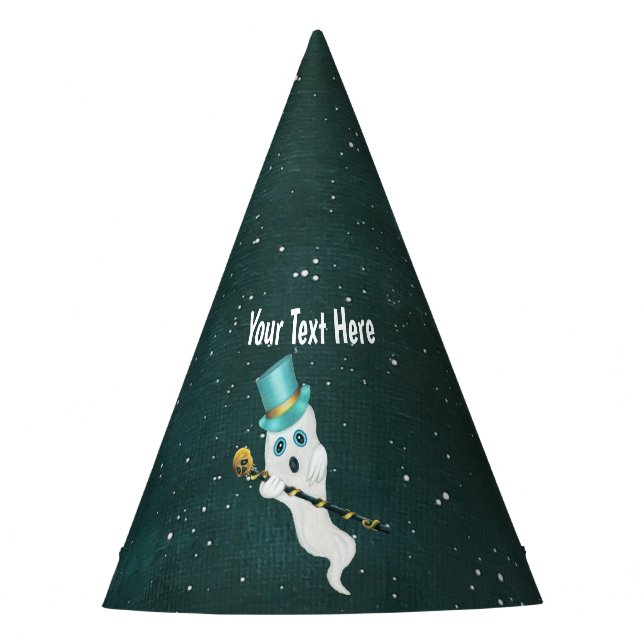 Funny Floating Ghost Wearing Blue Top Hat Skull Partyhütchen (Vorderseite)